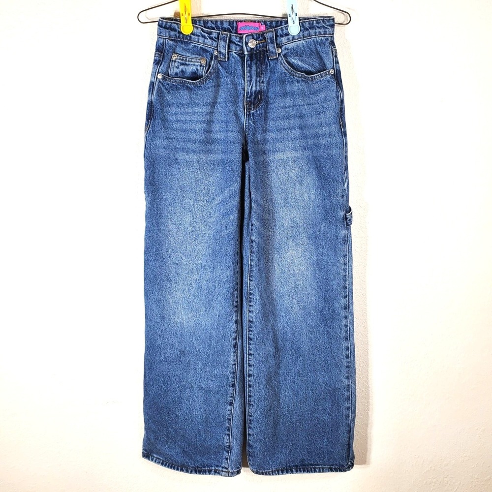 VTG Edikted Womens XS Baggy Cargo Wide Leg Jeans 26x29 90's Y2K  Blue Denim